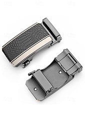 tanie Wesele ACC-Męski pasek ze skóry ekologicznej z wzorem krokodyla – regulowany pasek z automatyczną klamrą do garnituru, do noszenia w pracy, na co dzień i na co dzień