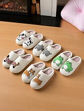 baratos Chinelos de mulher-Pantufas femininas de lã sintética branca com estampa fofa de corgi – chinelos confortáveis de inverno para casa, quarto e sala de estar