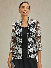 abordables Ensembles deux pièces-Femmes Hauts Élégants Hauts en dentelle Fleuri Élégant ancien Col haut Noir Été Printemps Automne