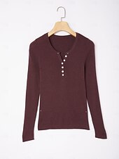 billiga Blusar &amp;amp; skjortor-Dam Button Down skjorta Casual skjorta Randig Ledigt Purpur Grön Beige Knappar Långärmad Elegant Semester Grundläggande V-hals Höst Många årstider