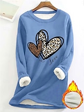 economico Umor e Citazioni Tops-Felpa da donna felpa foderata in pile pigiama caldo grafica a cuore calda casual morbida maniche lunghe collo rotondo lunghe casual rosa chiaro gialla rosa scuro rossa blu primavera autunno inverno