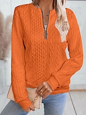 economico Felpe e Sweatshirt Texturizzati-Per donna Felpa con texture Felpe Felpe con cerniera Semplice Streetwear Casual Comodo Manica Lunga Collo Alto Top Regolari Streetwear Ferie Uscire Zip a un quarto Bianco Rosa Vino Rosa scuro Blu