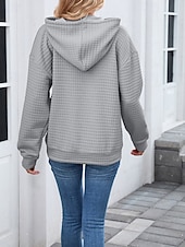 preiswerte Einfache Blusen-Damen Textur Bluse Kapuzenpullover Tasche Einfach Streetwear Lässig Langarm Mit Kapuze Normale Oberteile Straße Ferien Ausgehen Schwarz Rosa Braun Khaki Grau Herbst