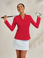 olcso Póló és Quarterzip-Női POLO trikó Fekete Fehér Rózsaszín Hosszú ujj Ing Női golffelszerelések ruhák ruhák, ruházat