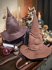 billige Halloween-tilbehør-Halloween-heksehatt til dame, vintage-stil trollmannskostymetilbehør, perfekt for cosplay og halloween-fester