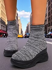 economico Stivali alla caviglia-stivali alti con plateau Flyknit da donna – scarpe sportive traspiranti e leggere, casual e da esterno per camminare, indossare ogni giorno e viaggiare