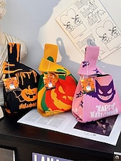 levne Tašky-Dámská halloweenská taška – pletená kabelka se vzorem dýně a netopýra na koledování, ležérní opakovaně použitelná taška přes rameno na párty, nákupy a vánoční dárek