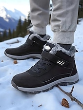 Χαμηλού Κόστους Χερευτές και χειμερινές μπότες-Γυναικεία σκούρα κόκκινα αδιάβροχα χειμερινά μποτάκια πεζοπορίας – βελούδινα, αντιολισθητικά παπούτσια για χιόνι, ζεστά παπούτσια πεζοπορίας και ταξιδιού