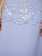 זול ערכות שמלות של אמא-שני חלקים מעטפת עמוד באורך הקרסול שמלת אורח לחתונה שמלה לאם הכלה  ללא שרוולים עם תכשיטים אלגנטית אורחת חתונה מסיבת החתונה שיפון תחרה שמלות ז'קט עם אפליקציות