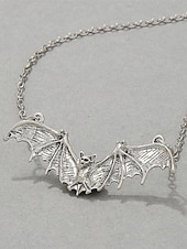 abordables Accessoires d&#039;Halloween-Collier pendentif chauve-souris gothique pour femme - ras de cou vintage en argent pour fêtes costumées, cosplay et mode sorcière
