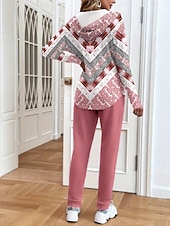  Per donna Felpa con Cappuccio Tuta Set di Pantaloni Manica Lunga Scollo a V Con Cappuccio Floreale Grafico Coulisse Stampato Attivo Quotidiano Casuale All'aperto Giallo Rosa Verde Autunno Vestibilit