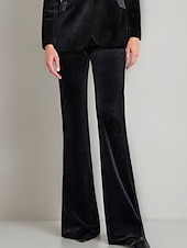 economico Pantaloni e gonne da completo-Tuta / Completo Pantalone Abito da cerimonia per signora Elegante Colletto a Camicia Lunghezza al pavimento Velluto Chiffon Elasticizzato Manica Lunga con Bottoni Tinta unita 2025