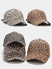 levne Dámské klobouky-Dámská baseballová čepice s leopardím vzorem – nastavitelná čepice s oblou krempou a přezkou, lehká ochrana proti slunci pro ležérní outfity, cestování, běh a outdoorové aktivity