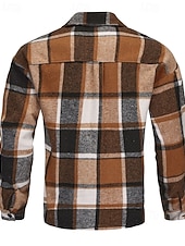 economico Giubbotti Casual-Per uomo Giacca Camicia Giacca Casual Vacanza Quotidiano Calore Termico Tasca Primavera Autunno Plaid Moda Classico Bavero Regolare Grigio scuro Giallo Arancione Grigio chiaro Rosé Giacca
