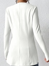 abordables Blazers y Trajes-Mujer chaqueta Cómodo Botones Moda Plano Noche Fin de semana Botonadura Simple Regular Escote en Pico Ajuste regular Manga Larga Ropa de calle Negro Blanco Vino Otoño