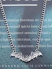 abordables Accessoires d&#039;Halloween-Collier pendentif chauve-souris gothique pour femme - ras de cou vintage en argent pour fêtes costumées, cosplay et mode sorcière