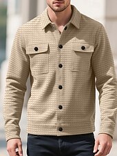 Per uomo Giacca a nido d'ape Giacca Camicia Giacca Casual Vacanza Quotidiano Traspirante Jacquard Tasca Primavera Autunno Semplice Moda Classico Bavero Regolare Nero Bianco Cachi Verde militare economico Giubbotti Casual-Per uomo Giacca a nido d'ape Giacca Camicia Giacca Casual Vacanza Quotidiano Traspirante Jacquard Tasca Primavera Autunno Semplice Moda Classico Bavero Regolare Nero Bianco Cachi Verde militare