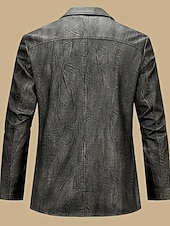billiga Herrars klassiska kavajer-Herr Imitationsläderjacka Blazer i konstläder Bikerjacka Semester Dagligen Vindtät Håller värmen Ficka Vår Höst Slät Mode Klassisk Kavajslag Normal Imitationsläder Svart Kaffe Jacka