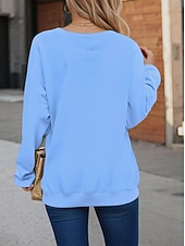 economico Animali Tops-Per donna Felpa Pullover Stampato Grafico Animale Gatto Casual Manica Lunga Girocollo Top Regolari Casuale Streetwear Ferie Blu Rosa Viola Arancione Verde Primavera Autunno Inverno