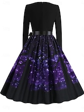 ieftine Rochie de Halloween-Rochie midi de Halloween pentru femei cu imprimeu de dovleac rochie în formă de A casual zi de zi vacanță croială regulată dovleac mânecă lungă guler în V galben albastru mov portocaliu vară