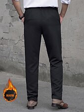 preiswerte Schlank-Herren Anzughose Fleecehose Hose Chinos Stoffhosen Tasche Knöpfe Einfach Komfort Formell Party Arbeit Mode Klassicher Stil Schwarz Mikroelastisch