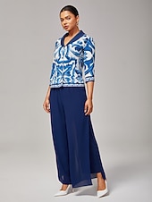  Per donna Pantaloni a Gamba Larga Pantaloni Lunghezza intera Chiffon Micro-elastico Elegante Vacanza Casa Streetwear Casuale Blu scuro Primavera Autunno Interstagionale XS S M