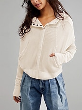 baratos Moletons e Sweatshirts Texturizados-Mulheres Jaqueta casual Casaco com capuz Manter Quente Confortável Zíper Bolsos Moda Ao ar livre Tecido Para Noite Final de semana Zíper Padrão Com Capuz Normal Manga Longa agasalhos Preto Rosa Azul