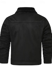 preiswerte Herrenjacken &amp; Herrenmäntel-Herren Winterjacke Fleecejacke Freizeitjacke Urlaub Täglich Thermowarm Tasche Fleece Herbst Winter Einfach Mode Streetwear Revers Regulär Schwarz Khaki Jacken