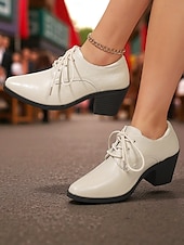 baratos Sapatos Oxford de mulher-Oxfords femininos de couro preto com cadarço e salto bloco – sapatos clássicos de estilo vintage para Oktoberfest, passeios casuais e uso diário