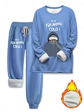preiswerte Zweiteilige Sets-Damen Elegant Warm Mode Zweiteilige Sets Trainingsanzug Hosen-Sets Langarm Bischofsärmel Rundhalsausschnitt Rundhals Grafik Buchstabe Porträt Druck Outdoor Urlaub Täglich Schwarz Rosa Dunkelpink