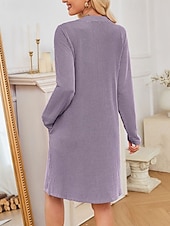 ieftine Rochie Artă și Design-Pentru femei Rochii Midi Rochie hanorac Rochie casual Modă Modern În aer liber Zilnic Sfârșit de săptămână Fit regulat Simplu Manșon Lung În V Negru Roz Îmbujorat Verde Militar Mov Primăvară Toamnă
