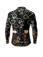 abordables Maillots Hombre-Hombre Tops Maillot de Ciclismo Graphic Geométrico Bicicleta Manga Larga Bicicleta Maillot Camiseta con 3 bolsillos traseros Sol Protección Solar Filtro Solar Secado rápido Deportes Negro Ropa