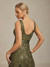 preiswerte abendkleider-Damen Maxikleid A Linie Kleid Rückenfreies Kleid Elegant Party Geburtstag Einfarbig Ärmellos V Ausschnitt Olive Sommer Frühling