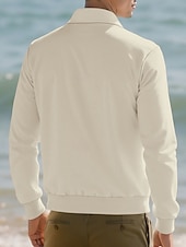 baratos Jaquetas Casuais-Homens jaqueta leve Jaqueta Waffle Jaqueta casual Férias Diário Respirável Bolsos Primavera Outono Tecido Moda Clássico Lapela Padrão Preto Branco Azul Royal cáqui Cinzento Casaco