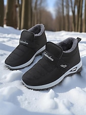 economico Stivali di neve e inverno-scarpe da ginnastica invernali da donna in caldo pile foderato color bordeaux – racchette da neve impermeabili e antiscivolo per passeggiate all&#039;aperto e clima freddo