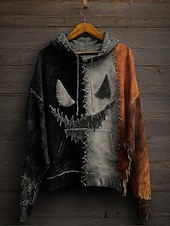 baratos Sweatshirt e Hoodie de Halloween-Mulheres Pulôver Moletom Com Capuz Gráfico Caveiras Moda Casual Estampado Manga Longa Com Capuz Tops regulares Rua Dia a Dia Casual Com Cordão Imprimir Preto Vermelho Roxo Laranja Verde Outono Inverno
