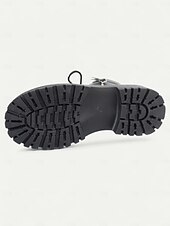 baratos Botas de combate-botas de combate femininas com cadarço - botas de cano curto com sola grossa, zíper lateral e detalhe de tira para roupas urbanas de rua e moda casual