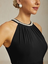 levne Party šaty-Dámské Maxi šaty Plášťové šaty Elegantní Večírek koktejl Pevná barva Bez rukávů Tričkový Černá Léto