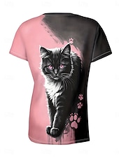 preiswerte Tiere T-Shirt-Damen T Shirt Druck Ombre Grafik Tiermotiv Vintage Stilvoll Klassisch Kurzarm Rundhalsausschnitt Rundhals Normale Oberteile Täglich Wochenende Rosa Sommer Frühling Herbst