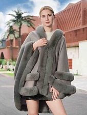 abordables Étole en fourrrure-Écharpes en Fausse Fourrure Élégant Garder au Chaud Sans manches Manche Chauve-souris Polyester Boléros de Mariage Avec Couleur unie Pour Occasion Spéciale Automne &amp; Hiver