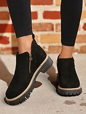 abordables Bottines-Bottines grises en similicuir pour femme – fermeture zippée latérale, semelle crantée antidérapante, style streetwear automne-hiver élégant