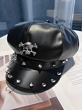 abordables Accessoires d&#039;Halloween-Femmes Beret Tissu en polyester faux cuir Punk ancien Style Gothique Automne Hiver Toutes saisons