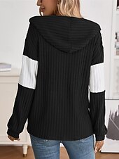 billiga Texturerade Huvtröjor &amp; Sweatshirts-Dam Vinterkappa Bekväm Andningsfunktion Dragkedja Stickad Mode Dagligen Färgblock Utomhus Ledigt Dagligen Dragkedja Normal Huva Normal Långärmad Ytterkläder Svart Rodnande Rosa Grön Vår Höst