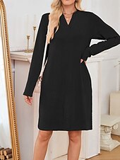 ieftine Rochie Artă și Design-Pentru femei Rochii Midi Rochie hanorac Rochie casual Modă Modern În aer liber Zilnic Sfârșit de săptămână Fit regulat Simplu Manșon Lung În V Negru Roz Îmbujorat Verde Militar Mov Primăvară Toamnă