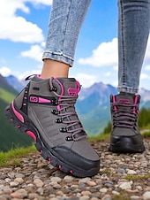 preiswerte Damen-Sneaker-Wasserdichte Wanderstiefel für Damen – violette High-Top-Outdoor-Trailschuhe mit Knöchelstütze für Trekking, Camping und Bergabenteuer