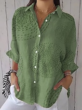 preiswerte Damen Kunst- und Design-Oberteile-Damen Shirt Button Down Tunika Hemd Kragen Langarm Grafisch Abstrakt Täglich Stilvoll Modern Regelmäßige Tops Arbeit Täglich Feiertag s Druck Weiß Blau Grün Khaki Frühling Herbst