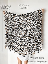 abordables Bufandas de mujer-Bufanda con borlas y estampado de leopardo para mujer: chal extragrande, suave y ligero con flecos, estilo bohemio chic para otoño/invierno, atuendos casuales, oficina, viajes y regalos.