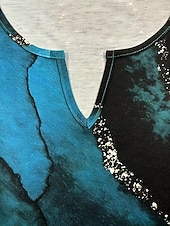 economico Maglietta Arte &amp; Design-Per donna Maglietta Stampato Grafico Astratto Marmo Vintage Elegante Classico Manica Lunga Scollo a V Collo a V Top Regolari Quotidiano Weekend Blu Primavera Autunno Inverno