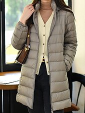 abordables Doudounes-Femmes Doudoune Manteau Chaud Confortable Fermeture éclair Avec Poches Mode Uni Fête Décontracté Quotidien Week-end Fermeture éclair Long À capuche Coupe régulière manche longue Vêtements d&#039;extérieur