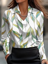 billige Dressy topper-Dame Skjorte Blomstret Grafisk Elegant Stilfull Fritid Langermet Cowl-hals Vanlige topper Arbeid Festkveldsklær Daglig Rynket Drapering Rosa Navyblå Blå Grønn Sommer Høst